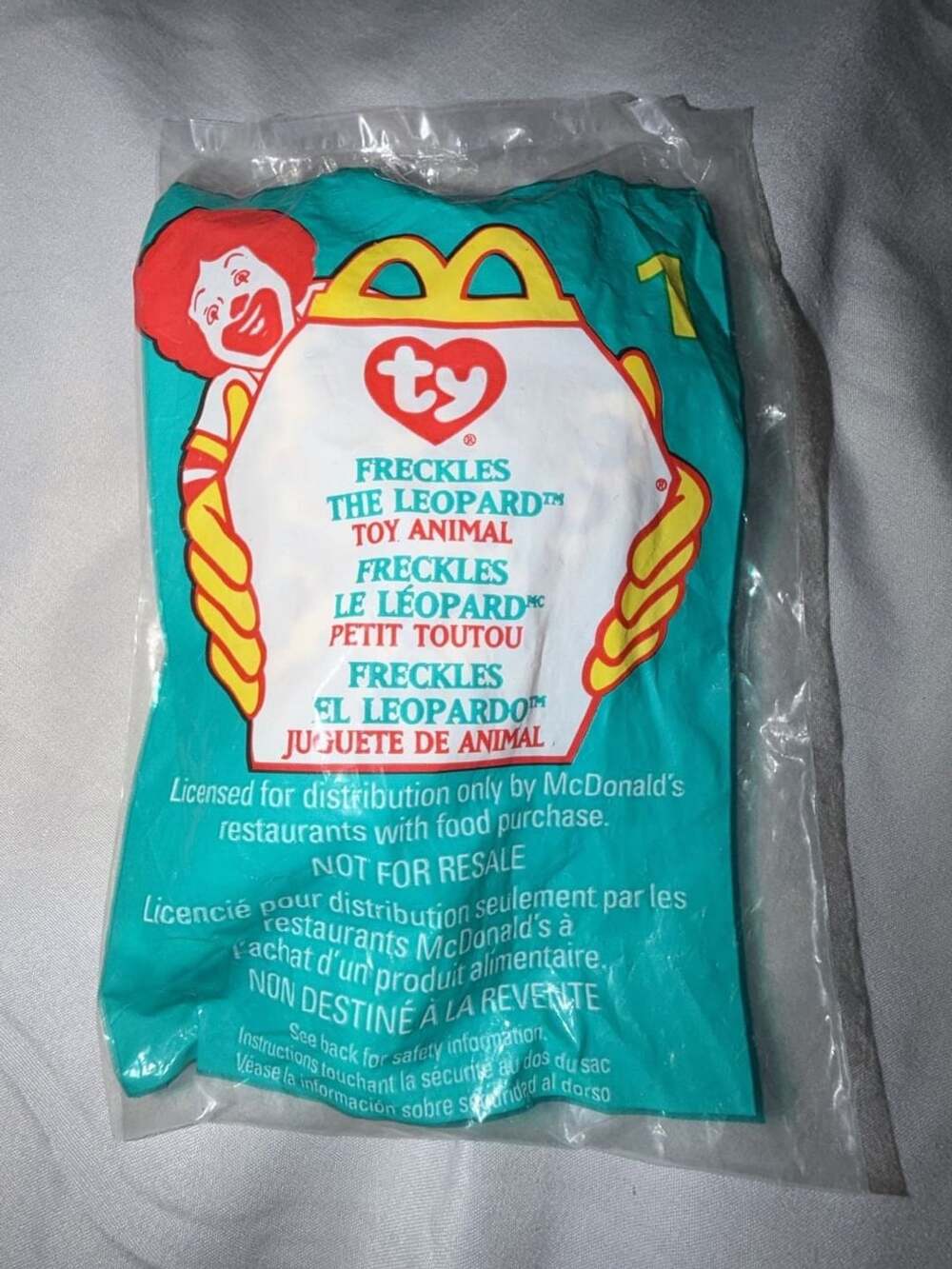Ty McDonald's Teenie Beanie Babies Freckles the Leopard #1 Sealed